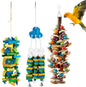 3 Pcs Extra Large Bird Parrot Toy Multicolored Natural Wooden Parrot Cage Chewing Toys for Large Medium Macaws Cockatoos African Grey Birds (Blue Block)
