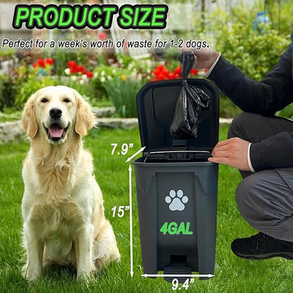 Dog Poop Trash Can Outside 20L with Waste Bags Outdoor Dog Poop Trash Can for Backyard with Lid Odorless Waterproof Foot Pedal and Removable Inner Bucket