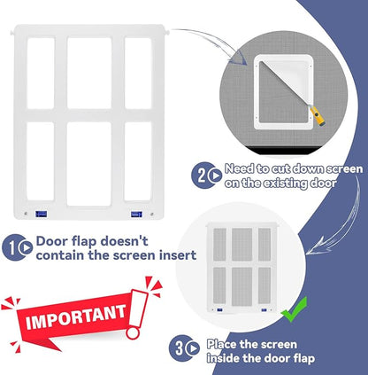 NAMSAN Dog Screen Door, Flap Opening 11.2 x 14.4 inches, Dog Door for Screen Door, Large Pet Door for Sliding Door Magnetic Self-Closing, Screen Door with Doggie Door Built in, Lockable, White