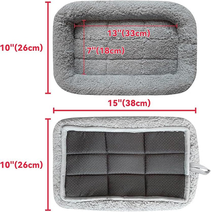 Enjoying Cat Mat Bed 10" x 15" Pet Bed with Pillow Around for Puppy Kitten Curled Sleeping Beds for Carrier/Crate Small Dog Cushion, Anti Skid Bottom, Small
