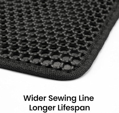 Cat Litter Mat Compact Size 23.6"x14.6" for Small Spaces, Upgrade Waterproof Leakproof Back Layer, Honeycomb Trapping Mat, Washable, Easy to Clean, Scatter Control Kitty Litter Matt, Black