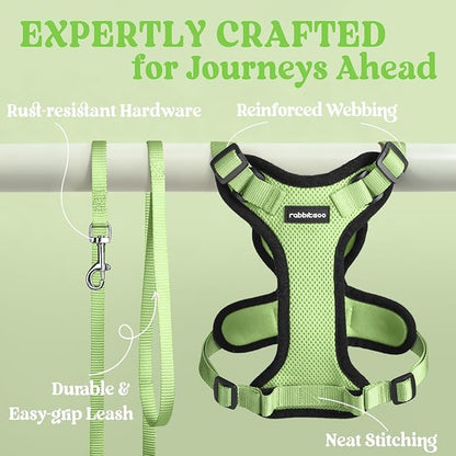 rabbitgoo Cat Harness and Leash for Walking, Escape Proof Soft Adjustable Vest Harnesses for Cats, Easy Control Breathable Reflective Strips Jacket, Light Green, M
