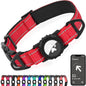 Joytale Airtag Dog Collar, Reflective Pet Collar with Waterproof AirTag Holder, Dual D-Rings, Soft Padded Adjustable for Medium Dogs, Adjustable Length 15"-20", Red, M