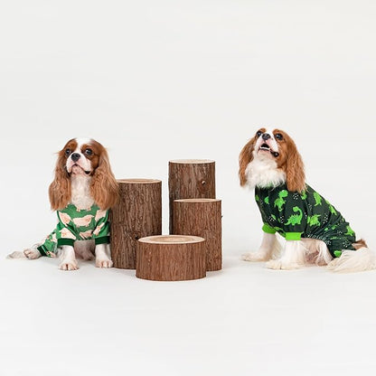 Fitwarm Funny Sheep Dog Pajamas, Warm Winter Dog Clothes for Small Dogs Boy Girl, Cozy Pet Onesie with Feet, Green, White, Medium