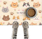 Cat Feeding Mat 24x16 inch Beige Kitten Print Pet Bowl Placemat Non Slip Floor Mat for Food and Water Indoor Kitty Feeding Station Cute Meal Pad for Small Pets Kitchen Use