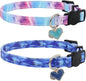 Cat Collar Breakaway, 2 Pack Cotton Cats Collars with Bells, Cute Heart Shaped for Girl Boy Kittens