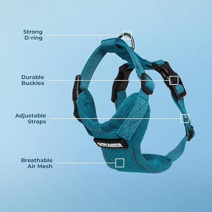 Voyager Step-in Pet Harness - All Weather Mesh, Adjustable Step in Harness for Cats and Dogs by Best Pet Supplies - Turquoise, S