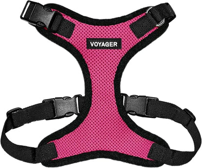 Voyager Step-in Pet Harness - All Weather Mesh, Adjustable Step in Harness for Cats and Dogs by Best Pet Supplies - Fuchsia/Black Trim, XL