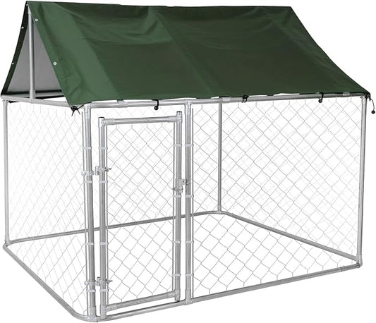 80"x80"x72" Outdoor Dog Kennel for Large Dogs - Heavy Duty Galvanized Steel Enclosure with Waterproof Roof & Secure Safety Lock Large Dog Playpen for Backyard, Weather-Resistant Pet Enclosure