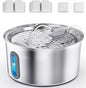 Cat Water Fountain Stainless Steel, 3.2L Cat Fountains for Drinking with Smart Quiet Pump and Water Level Window, Easy-to-Clean Automatic Pet Water Dispenser for Indoor Use, 2 Filters