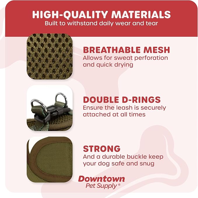 Downtown Pet Supply Step in Dog Harness No Pull, X-Large, Hunter Green - Adjustable Harness with Padded Mesh Fabric and Reflective Trim - Buckle Strap Harness for Dogs