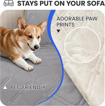Waterproof Couch Covers for Pets, Waterproof Dog Bed Cover, Anti-Slip Soft Dog Blankets, Couch Cover for Dogs Washable, Pet Blanket for Puppy Large Dogs Cat (82x120 Inch, Light Grey)