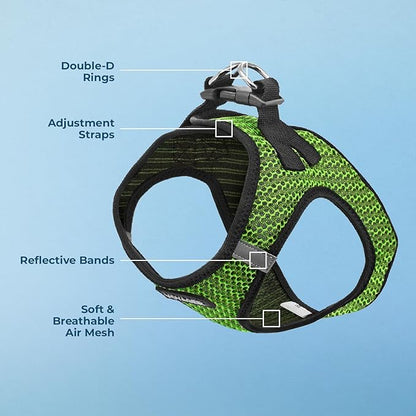 Best Pet Supplies - All Weather Mesh/Plush, Reflective, No Pull Harness for Small, Medium Dogs, Cats - Secure with Hook & Loop Fastener, Buckle, Double D-Rings - Lime Green 2-Tone, S