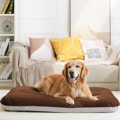 Magic Dog Super Soft Large Dog Bed Orthopedic Pet Beds 39 Inch Washable Anti Slip Dog Sleeping Mattress with Removable Cover, Dark Brown L