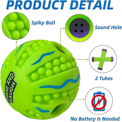 Spiky Interactive Dog Toys Ball, Shaking with Gibbering Sound, for Training, Teeth Cleaning & Herding, Wave, XL, 5.51 in (14 cm)