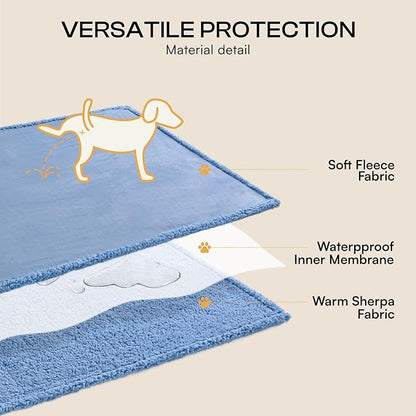 Luciphia Waterproof Pet Blanket, Liquid Pee Proof Dog Blanket for Sofa Bed Couch, Reversible Sherpa Fleece Furniture Protector Cover for Small Medium Large Dogs Cats, Navy Blue X-Large（85" x 57"）