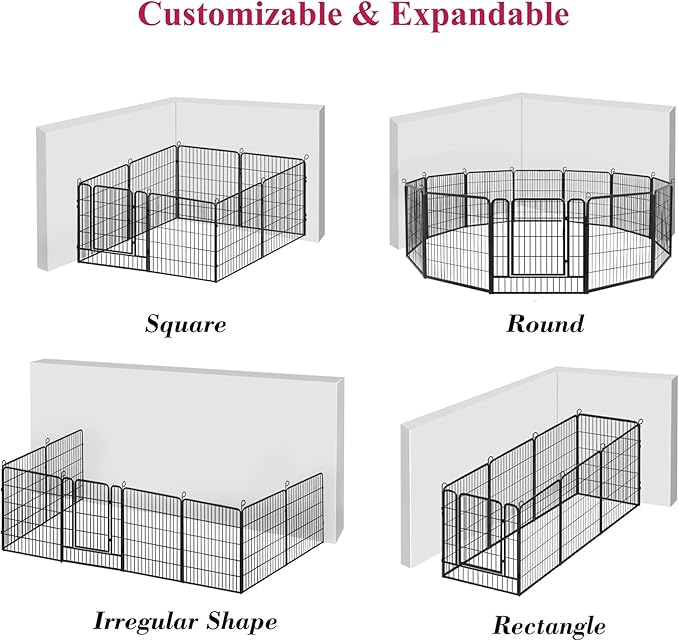 Dog Playpen Outdoor Dog Fence for Yard, 32inch 24 Panels Dog Pens Outside Anti-Rust Pet Playpen Exercise Pen with Lock for Large Medium Pets, Portable Pet Fence for Yard RV Camping