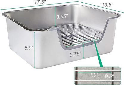 Stainless Steel Sifting Litter Box for Rabbit (L)