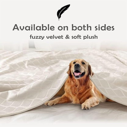 fuguitex Waterproof Dog Blanket Bed Cover Dog Crystal Velvet Moroccan Fuzzy Cozy Plush Pet Blanket Throw Blanket for Couch Sofa(30 * 70 inch, Cream+Sand)