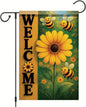 Spring Summer Garden Flag Bee Sunflower Flag 12x18 Inch Double-Sided Cute Welcome Yard Banner Floral Outdoor Decor for Porch Lawn Pathway Cottage Farmhouse Gift