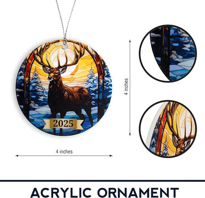 Reindeer Ornament, Christmas Ornaments 2025, Hunting Ornaments for Christmas Tree, Majestic Deer Winter Scene Decoration, Rustic Wildlife Holiday Keepsake Gift for Hunters and Nature Lovers