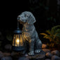 Lyeasw Solar Dog Statues with Lantern – Waterproof Outdoor Dog Figurines for Garden, Yard & Porch, Auto On/Off Solar Light, Birthday for Mom & Dog Lovers