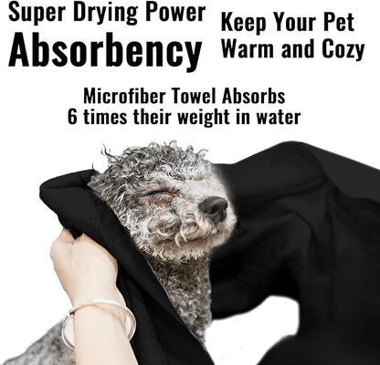 3 Pack Microfiber Dog Towels for Drying Dogs, Super Absorbent and Soft Pet Grooming Towel, 40 Inch X 23.6 Inch, Perfect Dog Drying Towels for Large, Medium or Small Dogs, Black