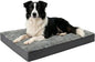 Dog Bed Large Sized Dogs, Orthopedic Flannel Pet Bed with Removable Washable Cover, Waterproof Indestructible Big Dog Bed with Anti-Slip Bottom, Egg Memory Foam Pad, 36.0"x27.0"x3.5", Grey