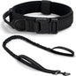 Tactical Dog Collar Set, Adjustable Military Training Nylon Dog Collar with Control Handle and Heavy Quick-Release Metal Buckle for Small Medium Large Dogs, Black S