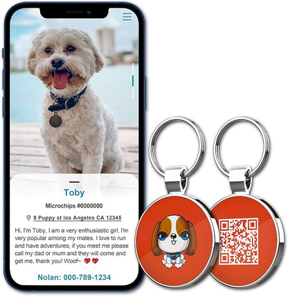 MYLUCKYTAG QR Code Pet ID | Personalized Dog & Cat Collar Tag | Online Profile with Instant Scanned Location Alert Email
