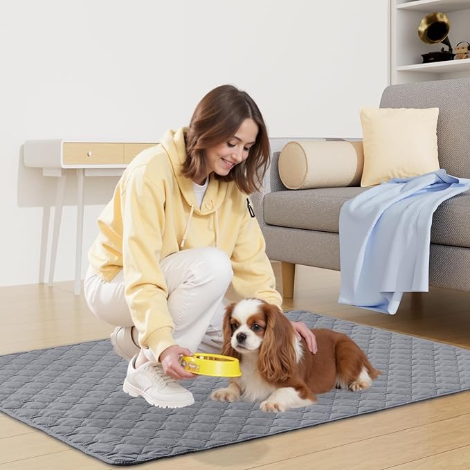 Smiry Waterproof Dog Bed Cover Blanket, Soft Reversible Pet Blanket, Washable Leakproof Cats Dogs Couch Cover for Sofa, Couch, Furniture (82x102 Inch, Grey/Light Grey)