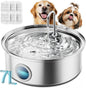oneisall Dog Water Fountain for Large Dogs,7L/230oz/1.8G Stainless Steel Dog Fountain Super Quiet with Triple Filtration,Great for Large Dogs (PWF002 Dog Fountain +6Sets Filters)