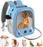 Guinea Pig Carrier Backpack, Portable Rabbit Travel Carring Bag for Pet Bunny Chinchilla Bearded Dragon Hamster Parrot Outgoing Pouch Case with Water Bottle Holder & Detachable Pad (Sky Blue)