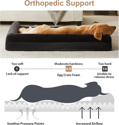 BFPETHOME Dog Beds for Large Dogs, Orthopedic Dog Bed for Medium Large Dogs,Big Waterproof Couch Pet Bed with Removable Washable Cover