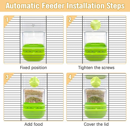 BNOSDM Automatic Bird Feeder Water Dispenser Set No Mess Bird Cage Feeders Parrot Cage Accessories Transparent Seed Food Container with Perch for Finches Parakeets Budgies Lovebirds Canaries (Blue)
