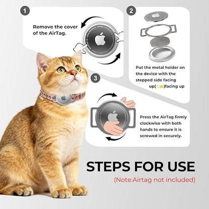 AirTag Cat Collar, Breakaway Cat Tracker Collar, Airtag Holder Compatible with Apple Air Tag, [Lightweight & Scratch Resistant] Adjustable Comfortable GPS Pet Collar for Cats Kittens, Pink