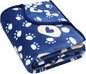 Dog Blanket, Soft Fleece Dog Blankets for Large Dogs, Fluffy Flannel Pet Cat Puppy Blanket Mat Cover for Bed Couch, Cute Paw Print Throw Blanket for Dogs, Blue 60"X50"