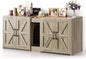 Cat Litter Box Enclosure Furniture - Hidden Litter Box Double Cabinet with Scratch Pad & Cats Bed | Farmhouse Style End Table for Cats | Discreet Cat Washroom for Living Room & Bedroom Grey