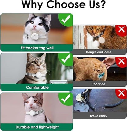 Cat Tracker, MINI GPS Tracker for Cats, Pet Tracker for Cats Compatible with Apple Find My App (Only iOS), No Monthly Fee, Real-Time Tracking, Smart Alerts, Up to 1-Year Battery, Waterproof