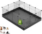 LANGXUN 16pcs Small Animal Pet Playpen with Door & Waterproof Mat, Rabbit Guinea Pig Cage, Puppy Kitten Playpen | Indoor & Outdoor Portable Metal Wire Yard Fence 13x13in