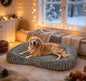 Cute Dog Bed for Extra Large Dogs, XL Washable Soft Plush Furry Calming Dog Bed with Removable Zipper Cover, Orthopedic Rectangle Anti-Anxiety Pet Kennel Bed with Handle, 43x31x5inches, Grey
