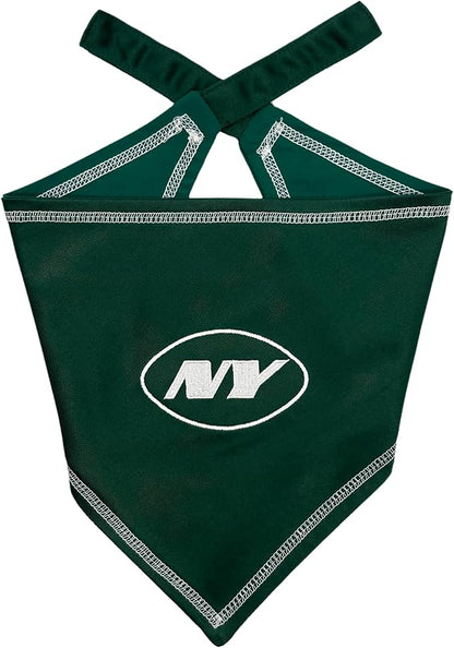 Pets First NFL New York Jets TIE Bandana, Size Large/X-Large. Dog Bandana Scarf Bib for Pet Cat Dog. The Ultimate Game-Day, Party Bandana
