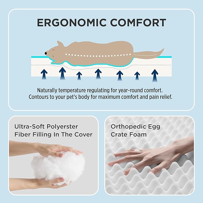 Bedsure Cooling Dog Bed for Small Dogs - Comfy Flat Puppy Beds with Removable Washable Cover, Orthopedic Egg Crate Foam Pet Mat, Suitable for Pet Up to 15 lbs