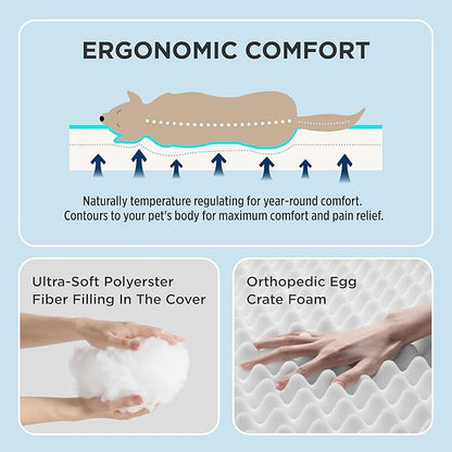 Bedsure Cooling Dog Bed for Medium Dogs - Comfy Flat Puppy Beds with Removable Washable Cover, Orthopedic Egg Crate Foam Pet Mat, Suitable for Pet Up to 30 lbs