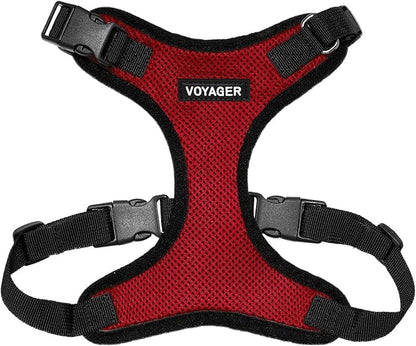 Voyager Step-in Pet Harness - All Weather Mesh, Adjustable Step in Harness for Cats and Dogs by Best Pet Supplies - Red/Black Trim, L