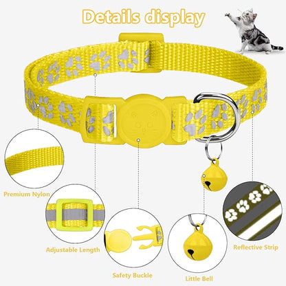 Taglory Kitten Collar Breakaway with Bell, 2 Pack Girl Boy Pet Kitten Collar Adjustable 6-8 Inch for 2-6 Months Cat, Yellow