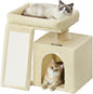 Feandrea Small Cat Tree, Cat Tower Condo, Scratching Ramp, Large Top Perch, Cave, 20.1 x 15.4 x 18.3 Inches, Summer Sand UPCT010LF02S
