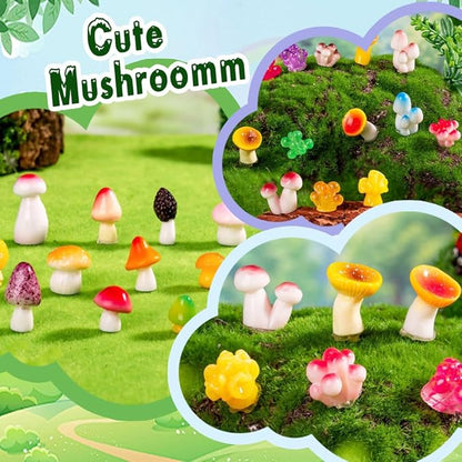 DIYDEC 80pcs Mini Resin Mushroom 80 Style Miniature Mushrooms Figures to Hide Small Tiny Resin Mushrooms Bulk for Dollhouse Decor Micro Fairy Garden Landscape Aquarium Tiny Party Favor Toys