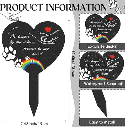 Dog Memorial Grave Stakes - Metal Pets Lover Cemetery Markers Decorations for Humans Heart Plaques Decor for Outdoor Garden Black Bridge Rainbow Personalized Sympathy Yard Remembrance Gifts