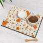 Fall Pumpkin Dog Food & Water Mat, Paw Prints Autumn Pet Feeding Mat for Floor Non-Slip Waterproof, Super Absorbent Cat Bowl Mat, Easy to Clean Eco-Friendly Durable Pet Placemat,17" × 30"